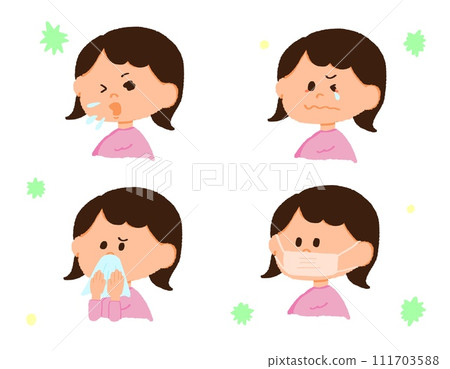 A woman with hay fever or a cold 111703588