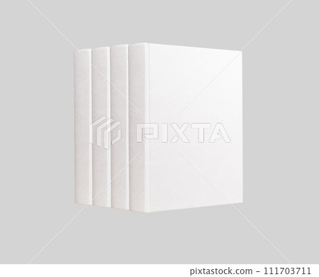 Book row, spines and hard cover mockup. Textbooks, novels, angle view, isolated on white 111703711
