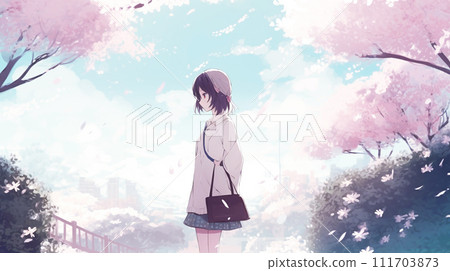 女學生 櫻花盛開的季節 111703873