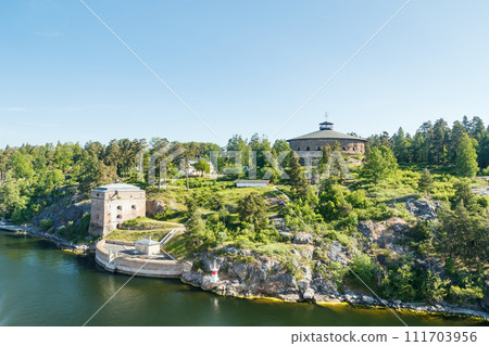 Fredriksborg fortification in the Archipelago of Stockholm Sweden on a summer morning Fredriksborg fortification in the Archipelago of Stockholm Sweden on a summer morning 111703956