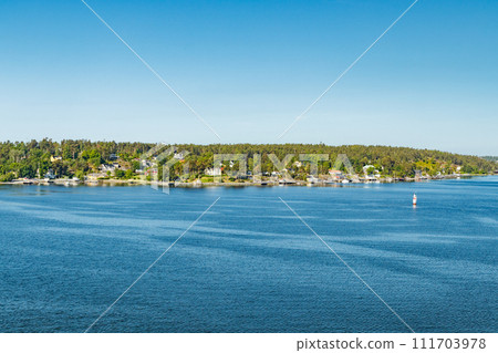 View to Stockholm archipelago in Baltic sea. Summer morning. 111703978