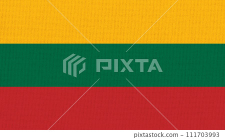 Flag of Latvia. Latvian state symbol. flag on fabric surface. 3D illustration 111703993