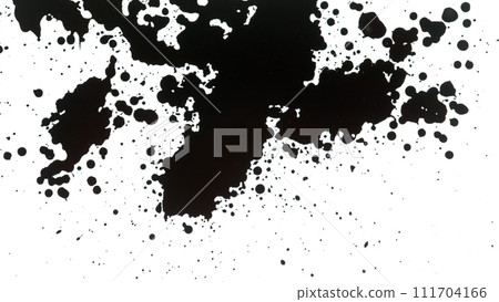 Macro Shot of Black Ink Drops Isolated on White Background 111704166