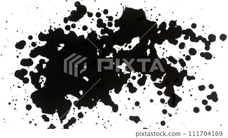Macro Shot of Black Ink Drops Isolated on White Background 111704169