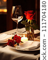 AI-generated content. Romantic Dinner: A Dreamy Setting of Love, Wine, and Roses 111704180
