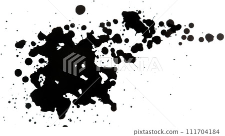 Macro Shot of Black Ink Drops Isolated on White Background 111704184