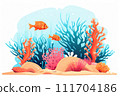 AI-generated content. Colorful Underwater Wildlife: Fish, Sea, Cartoon, Tropical, Marine, Reef, Aquatic, Coral, Blue, Aquatic Life, Exotic, Swimming. 111704186