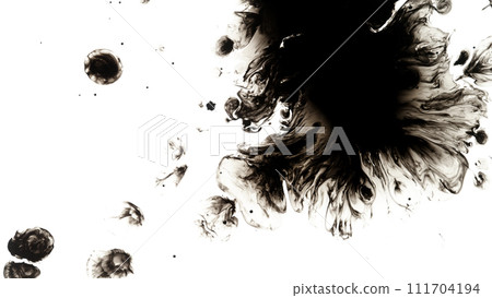 Macro Shot of Black Ink Drops Isolated on White Background Macro Shot of Black Ink Drops Isolated on White Background 111704194
