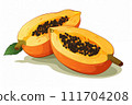 AI-generated content. Delicious and Juicy Papaya: A Fresh, Ripe, and Tasty Tropical Fruit with Nutritious Seeds on a White Background 111704208