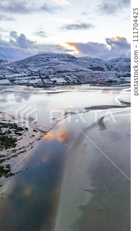 Aerial view of a snow covered Ardara in County Donegal - Ireland Aerial view of a snow covered Ardara in County Donegal - Ireland 111704425