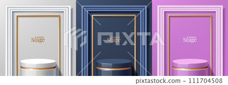 3d podium. Luxury arch background with white black or golden elegant stand, pink frame, cosmetic presentation. Abstract product display. Empty showcase for exhibition. Vector cylinder shapes 3d podium. Luxury arch background with white black or golden elegant stand, pink frame, cosmetic presentation. Abstract product display. Empty showcase for exhibition. Vector cylinder shapes 111704508