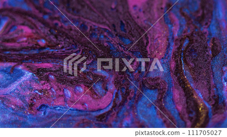 Glitter paint spill oil fluid flow purple blue ink 111705027