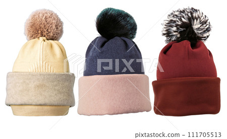 Winter hats isolated on white background Winter hats isolated on white background 111705513