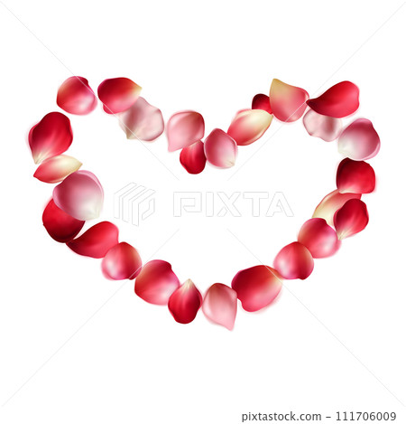 Heart made of realistic rose petals. 111706009