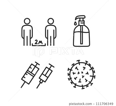 Coronavirus protection icons set isolated on white background. Vector clipart Coronavirus protection icons set isolated on white background. Vector clipart 111706349