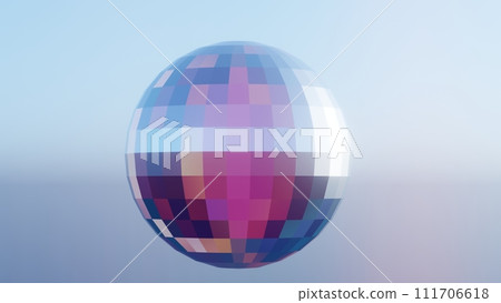 3D disco ball loop animation on a black background, featuring dazzling colors for a captivating visual effect 111706618