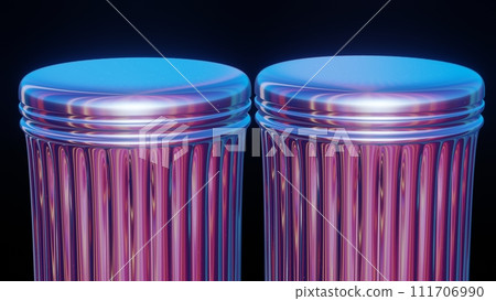 3D render of the top part of a Greek column in holographic colors, rotating on a black background. 3D rendering illustration for design. 3D render of the top part of a Greek column in holographic colors, rotating on a black background. 3D rendering illustration for design. 111706990