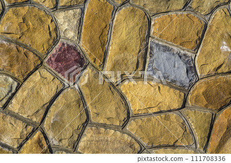 Different sizes of sand stones. Stone wall pattern background Different sizes of sand stones. Stone wall pattern background 111708336