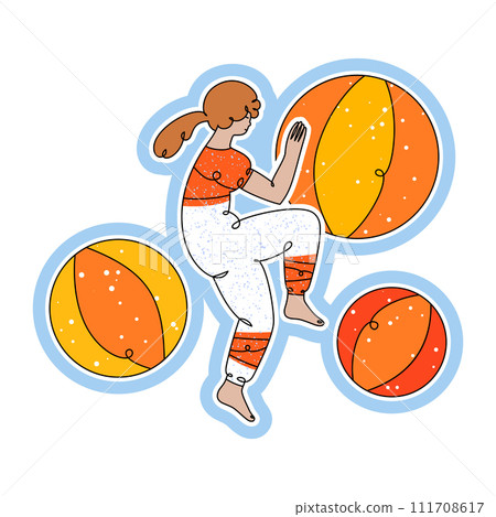 Girl in dynamic pose with big balls Girl in dynamic pose with big balls 111708617