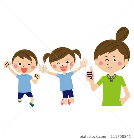 Pop kids gymnastics class lessons Upper body teacher and energetic child 111708845