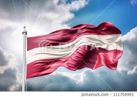 The flag of Austria flies on a pole 111708983