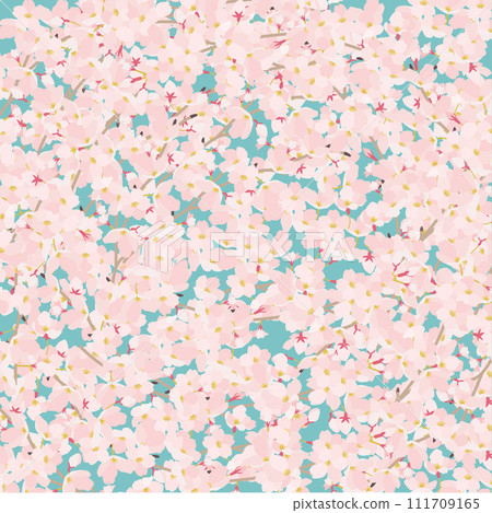 Square, covered with cherry blossoms against the blue sky 111709165