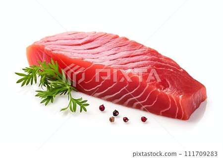 Raw tuna fish fillet with herbs and spices Raw tuna fish fillet with herbs and spices 111709283