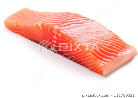 Salmon fillet isolated on white background. 111709321