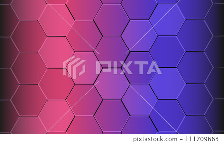 3D hexagon technology pink and purple colored honeycomb abstract background. 3D hexagon technology pink and purple colored honeycomb abstract background. 111709663