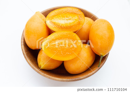 Marian plum fruit isolated on white background 111710104