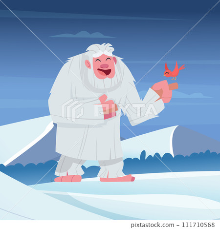 Bigfoot cartoon fantastic snow characters. vector cartoon background 111710568