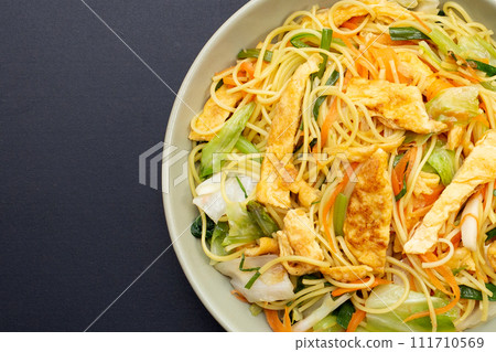 Chinese-styled fried noodle. Asian cuisine 111710569