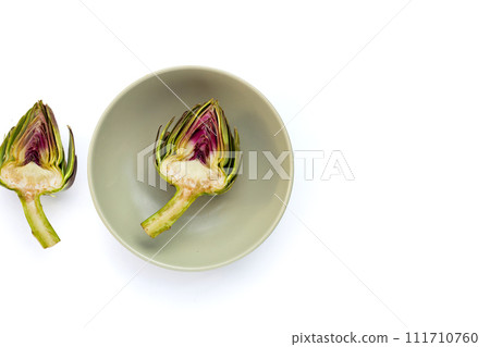 Fresh artichoke on white background. 111710760