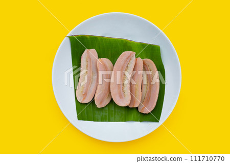 Boiled bananas. Delicious fruit dessert 111710770