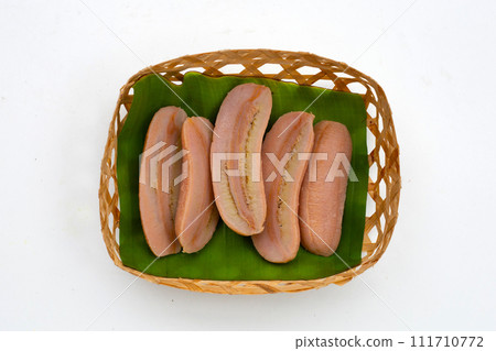 Boiled bananas. Delicious fruit dessert 111710772