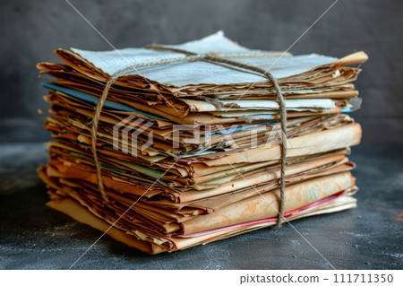 A stack of sheets of paper on the table, Paper documents stuck on the table. Business concept 111711350