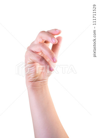 one hand on isolated background clipping path 111711529