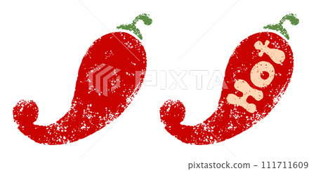 Vector vintage illustration of chilli peppers. Vector icon of red chili pepper. Hot spicy 111711609