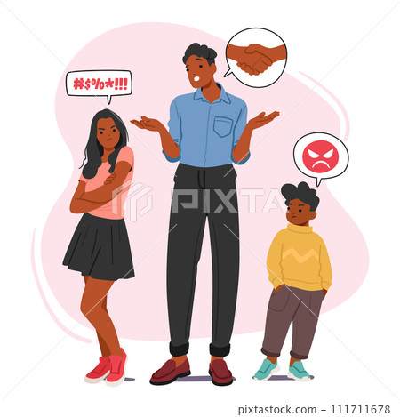Confused Father Embodying Patience And Wisdom, Gently Mediates Between Squabbling Siblings, Fostering Peace And Bonds Confused Father Embodying Patience And Wisdom, Gently Mediates Between Squabbling Siblings, Fostering Peace And Bonds 111711678