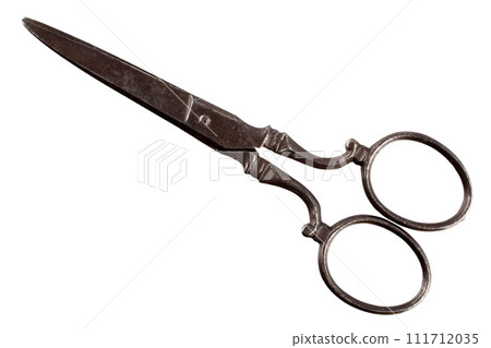 Vintage embroidery scissors isolated on white Vintage embroidery scissors isolated on white 111712035
