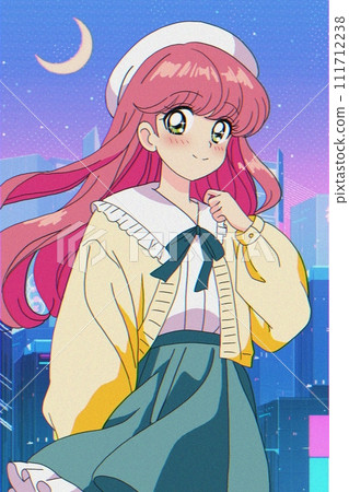90's anime style girl cel drawing Yumekawa 111712238