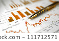 Pen on Business Graph in Orange and Gold Style 111712571