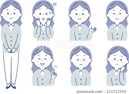 Set 4 of young women with various expressions Set 4 of young women with various expressions 111713358