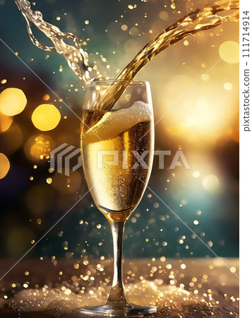 Drink poured into a glass [AI generated image] 111714914