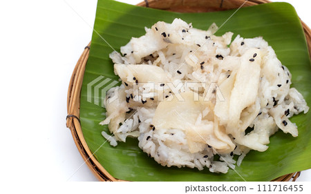 Sweet sticky rice with sweet wild yam. Sweet sticky rice with sweet wild yam. 111716455