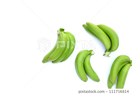 Green banana on white background 111716814