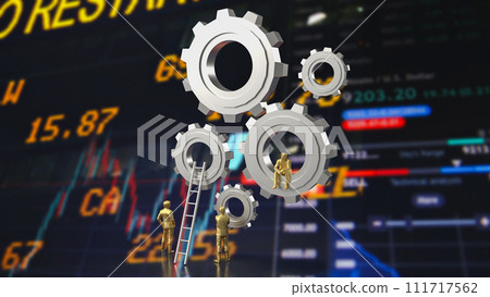 The Gear group and Man Figure for Business concept 3d rendering. 111717562