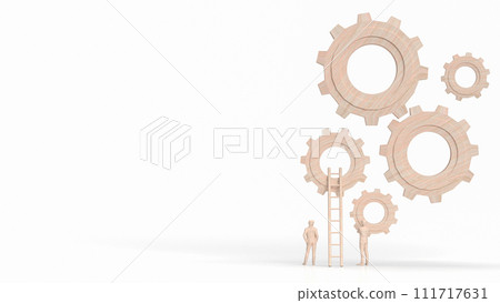 The Gear group and Man Figure for Business concept 3d rendering. The Gear group and Man Figure for Business concept 3d rendering. 111717631