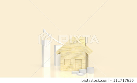 The wood house for property or real estate concept 3d rendering. The wood house for property or real estate concept 3d rendering. 111717636