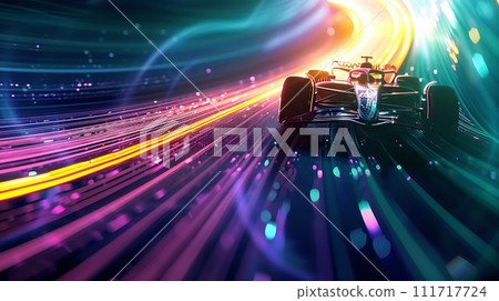 car running through a tunnel of light 111717724